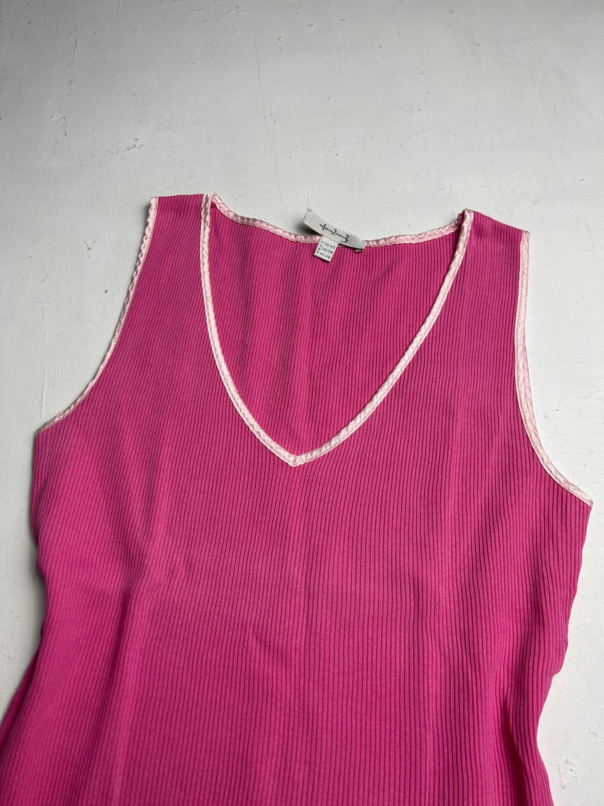 Pink ribbed ruban tie up ballet bolero + tank top set (M/L)