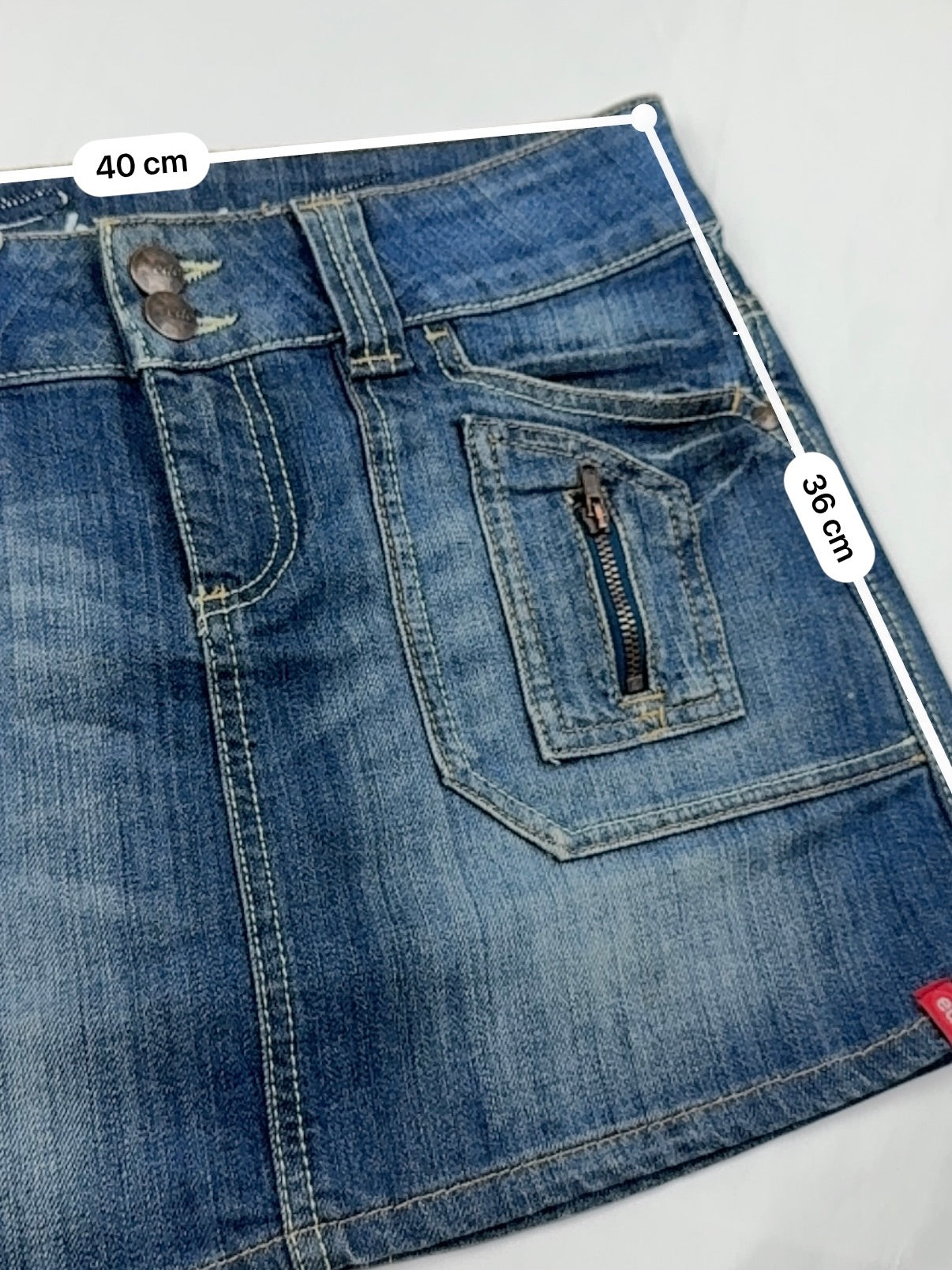Blue denim low rise mini skirt (M)