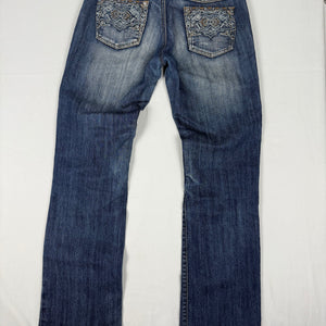 Navy blue denim cotton low rise bootcut pants (S/M)