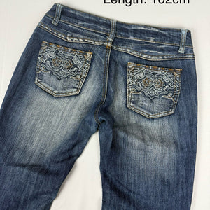 Navy blue denim cotton low rise bootcut pants (S/M)