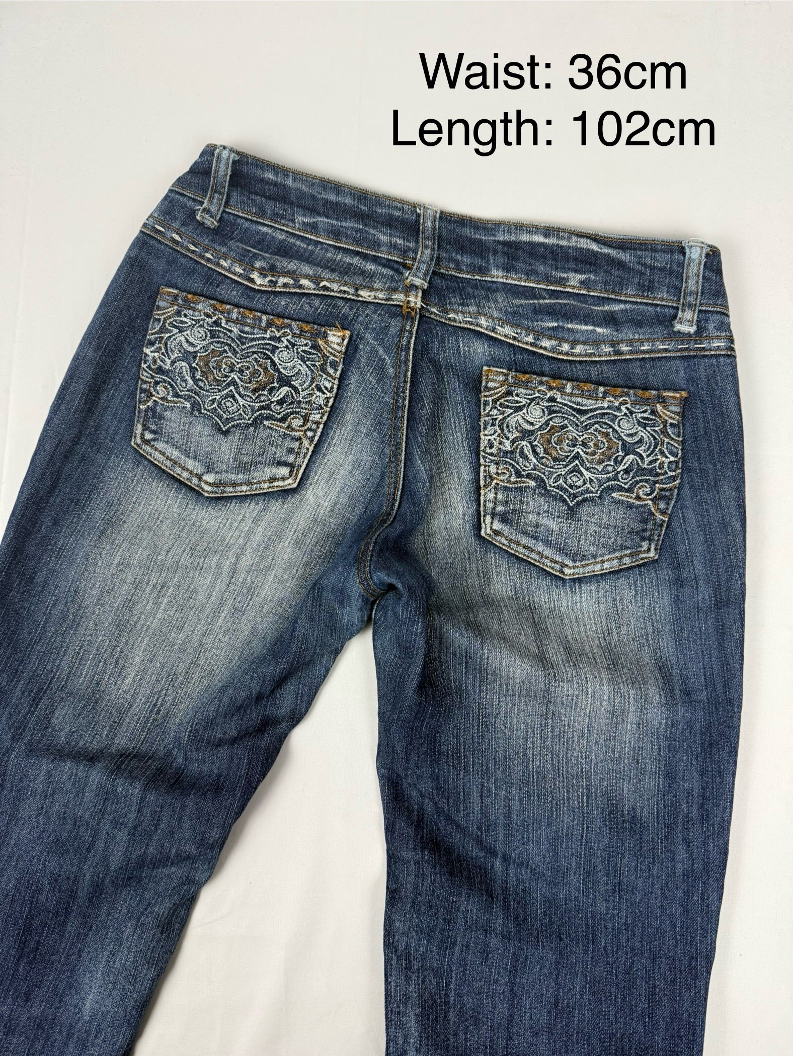 Navy blue denim cotton low rise bootcut pants (S/M)