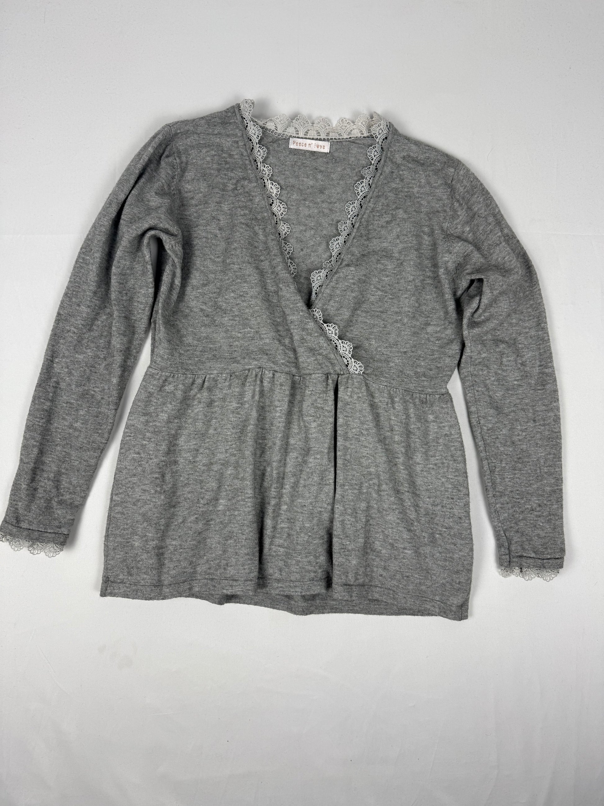 Grey wrapped embroidered jumper (S/M)