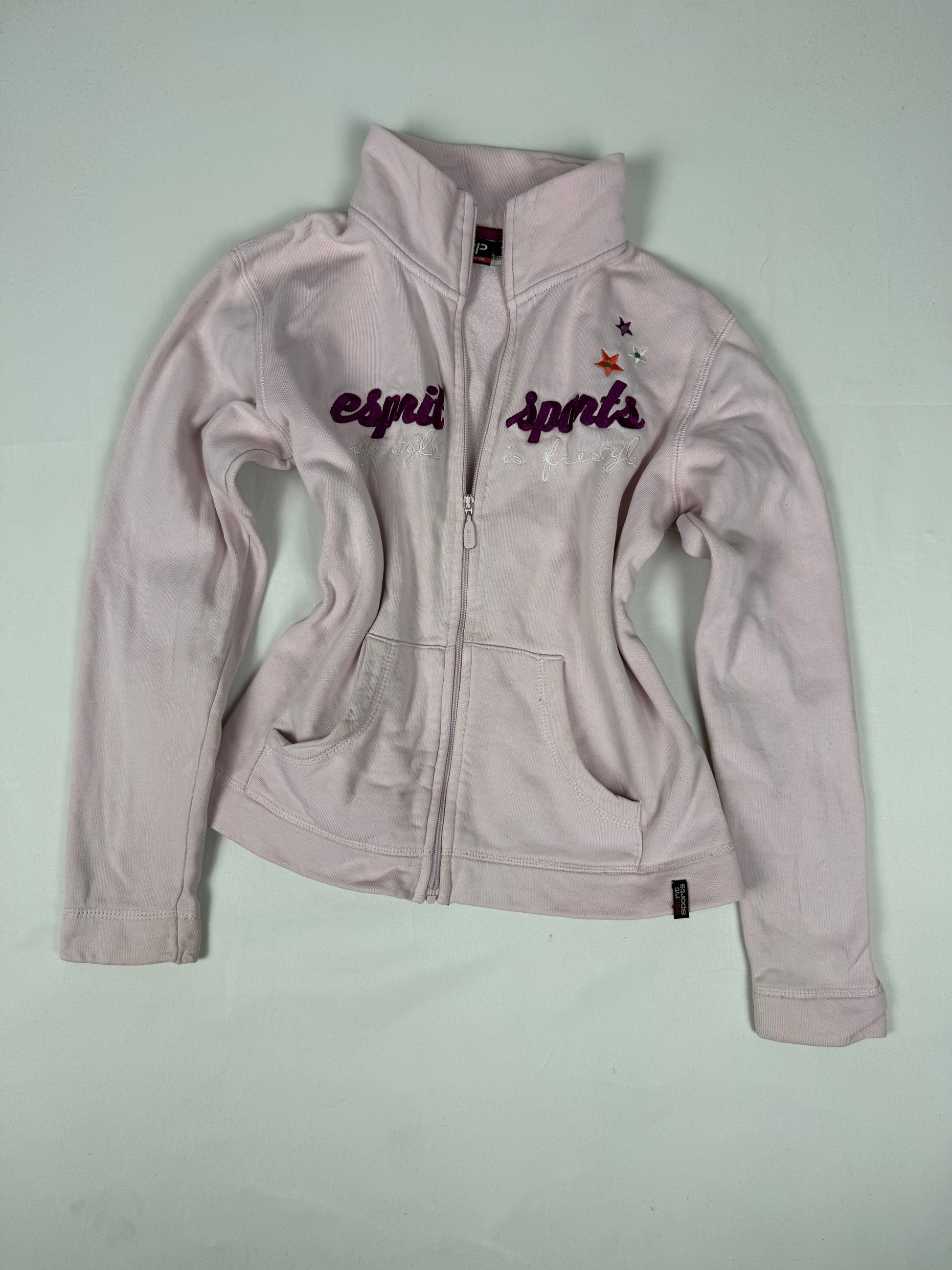 Baby pink zip up cotton sweatshirt (XS)