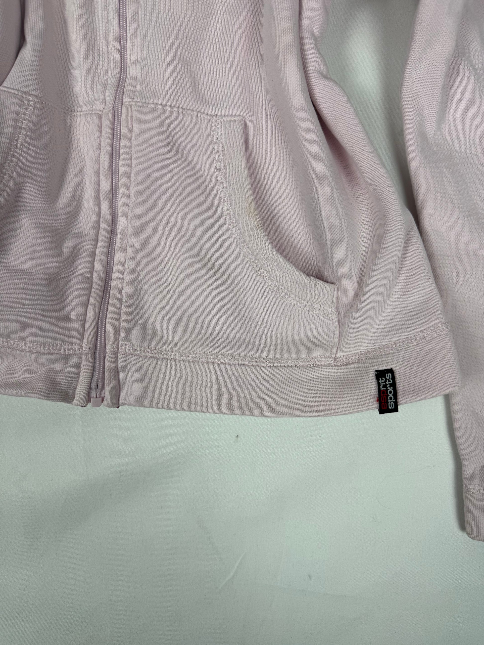 Baby pink zip up cotton sweatshirt (XS)
