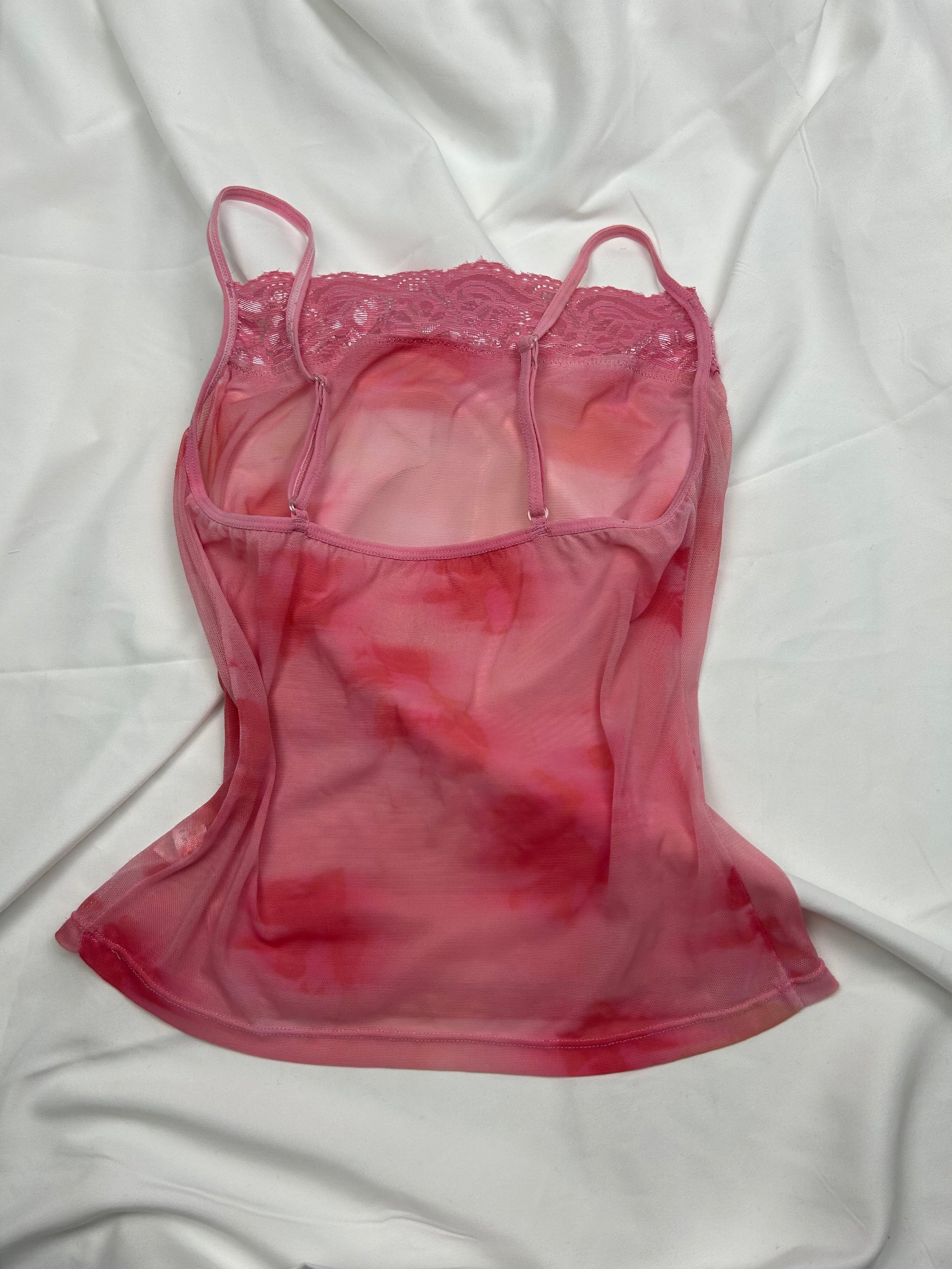 Pink mesh cami top + panty set (S)