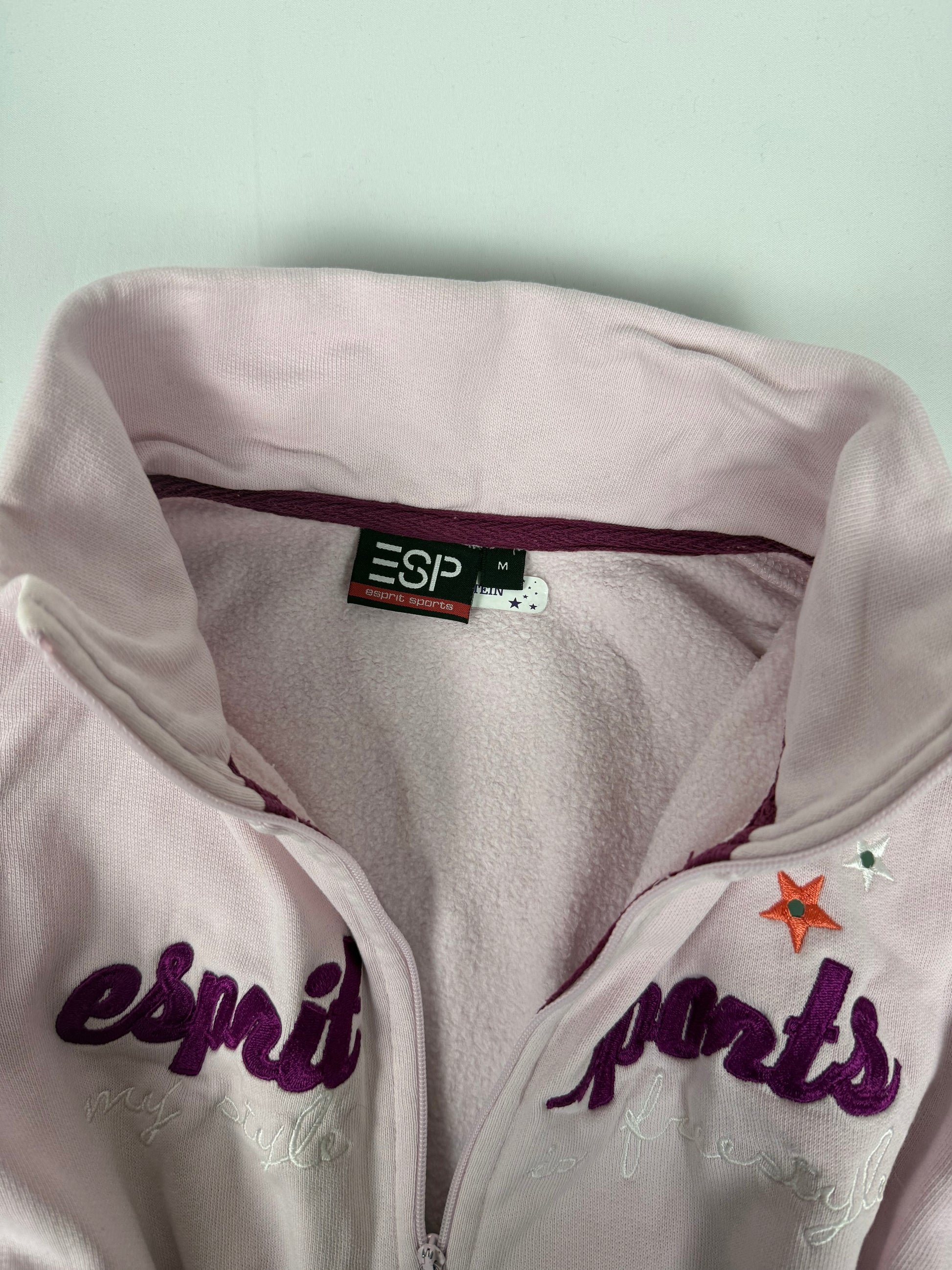Baby pink zip up cotton sweatshirt (XS)