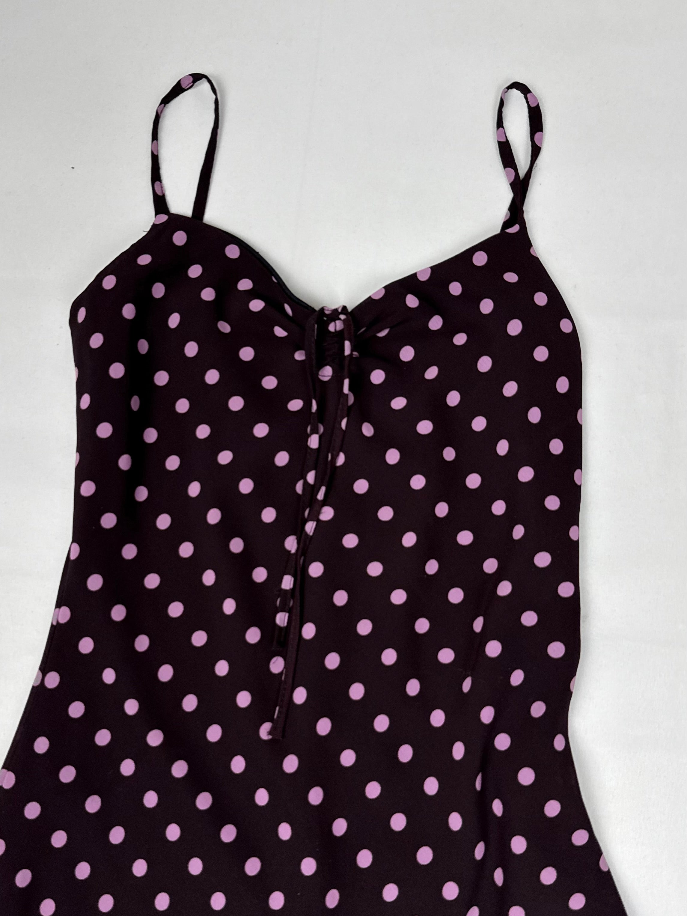 Purple polka dots mid dress (XS/S)