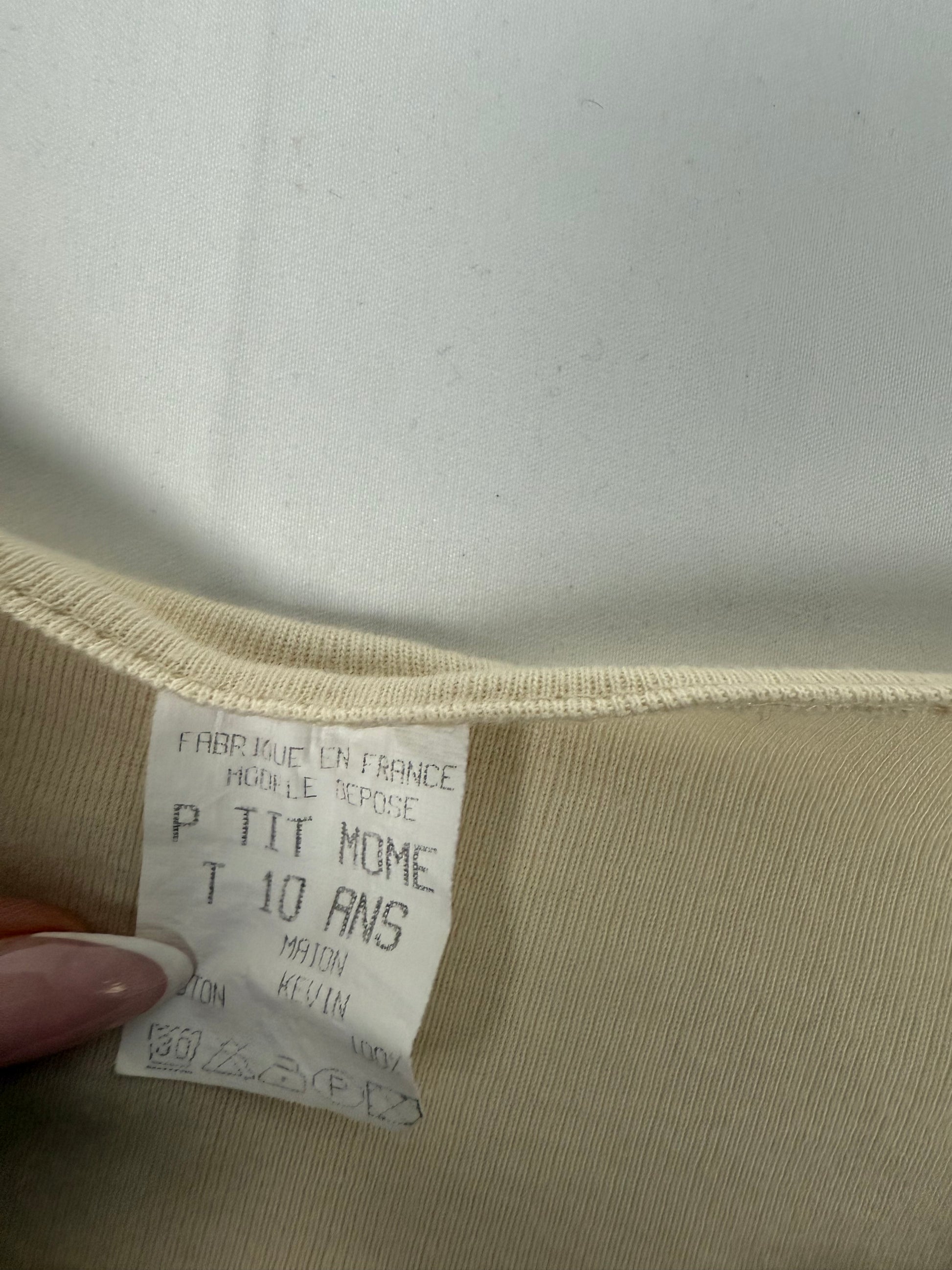 Beige cotton long sleeves top (XS)