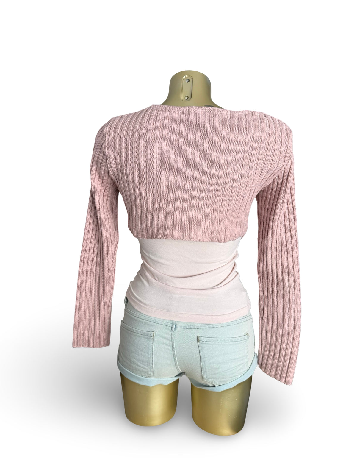 Baby pink zip up bolero jumper (M)