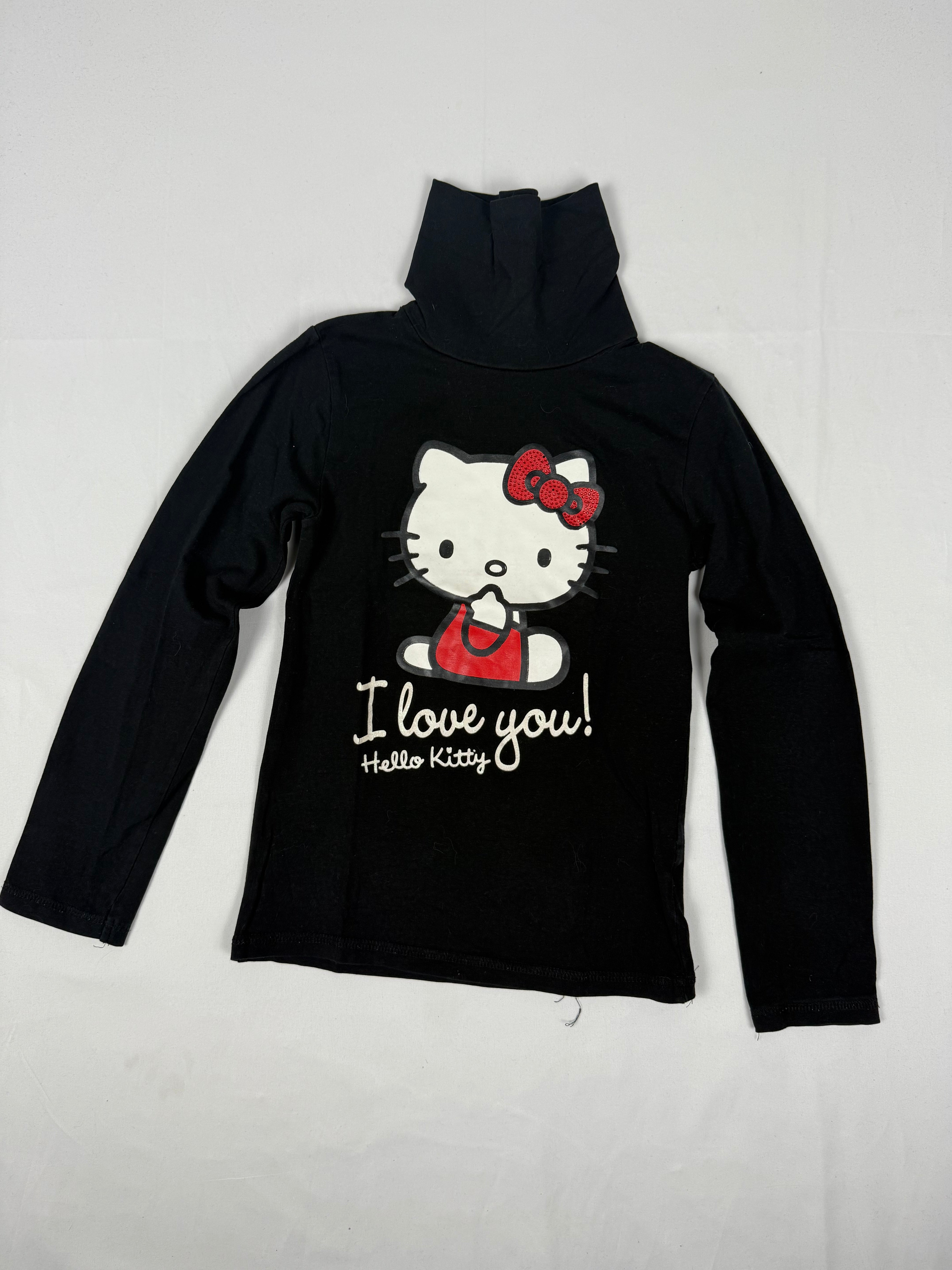 Black kitten logo long sleeves top (XS)
