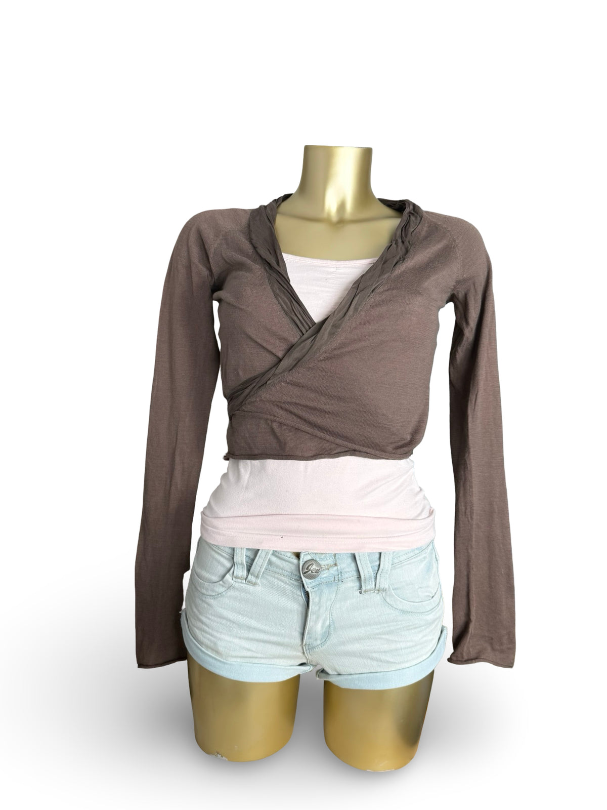 Brown tie up bolero top (XS)