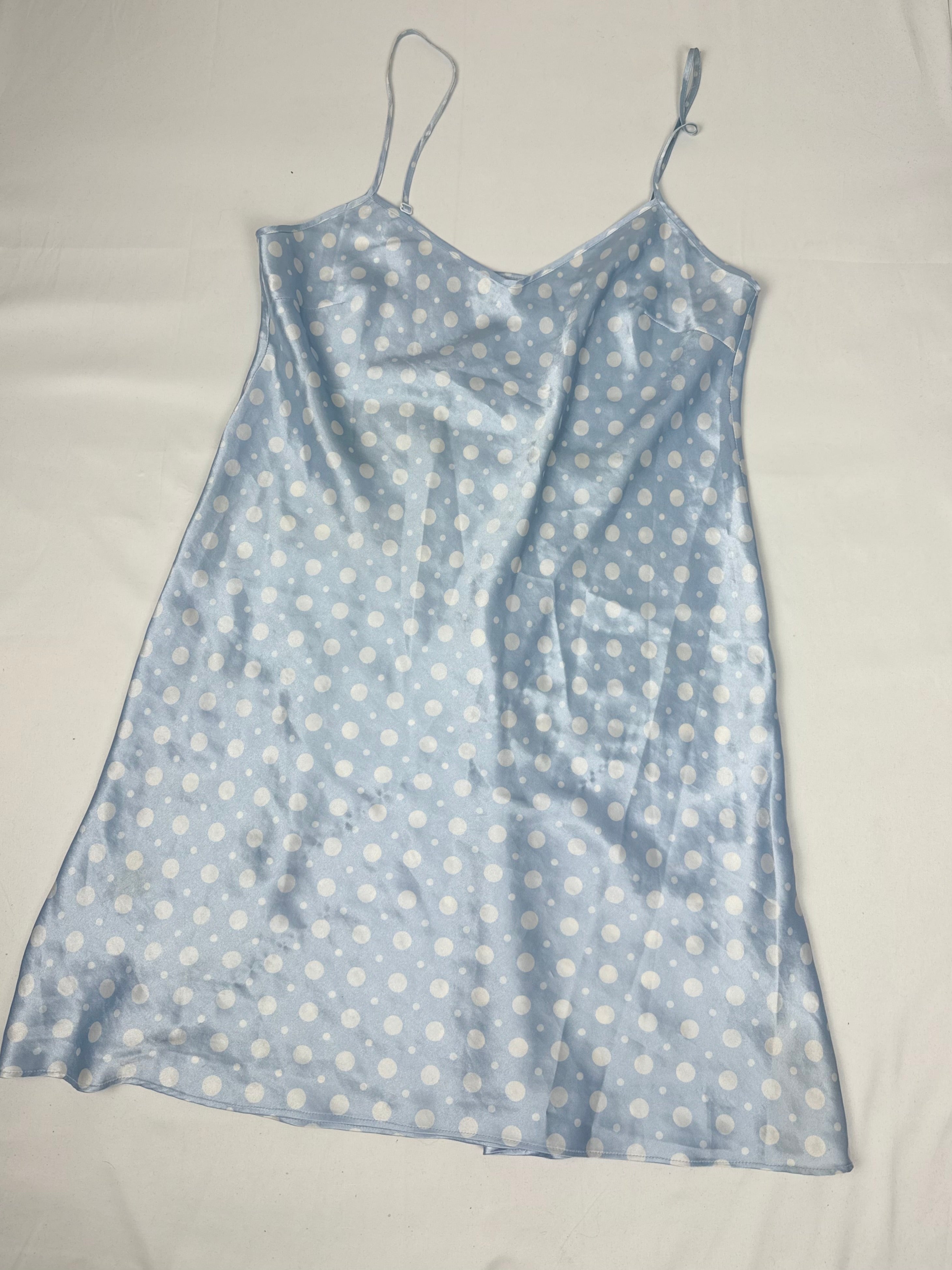 Baby blue silky polka babydoll dress (XXL)