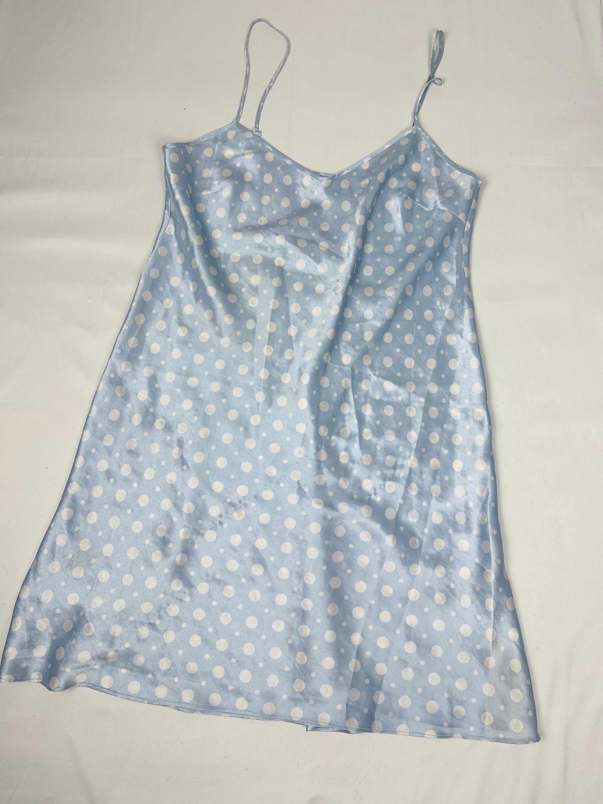 Baby blue silky polka babydoll dress (XXL)