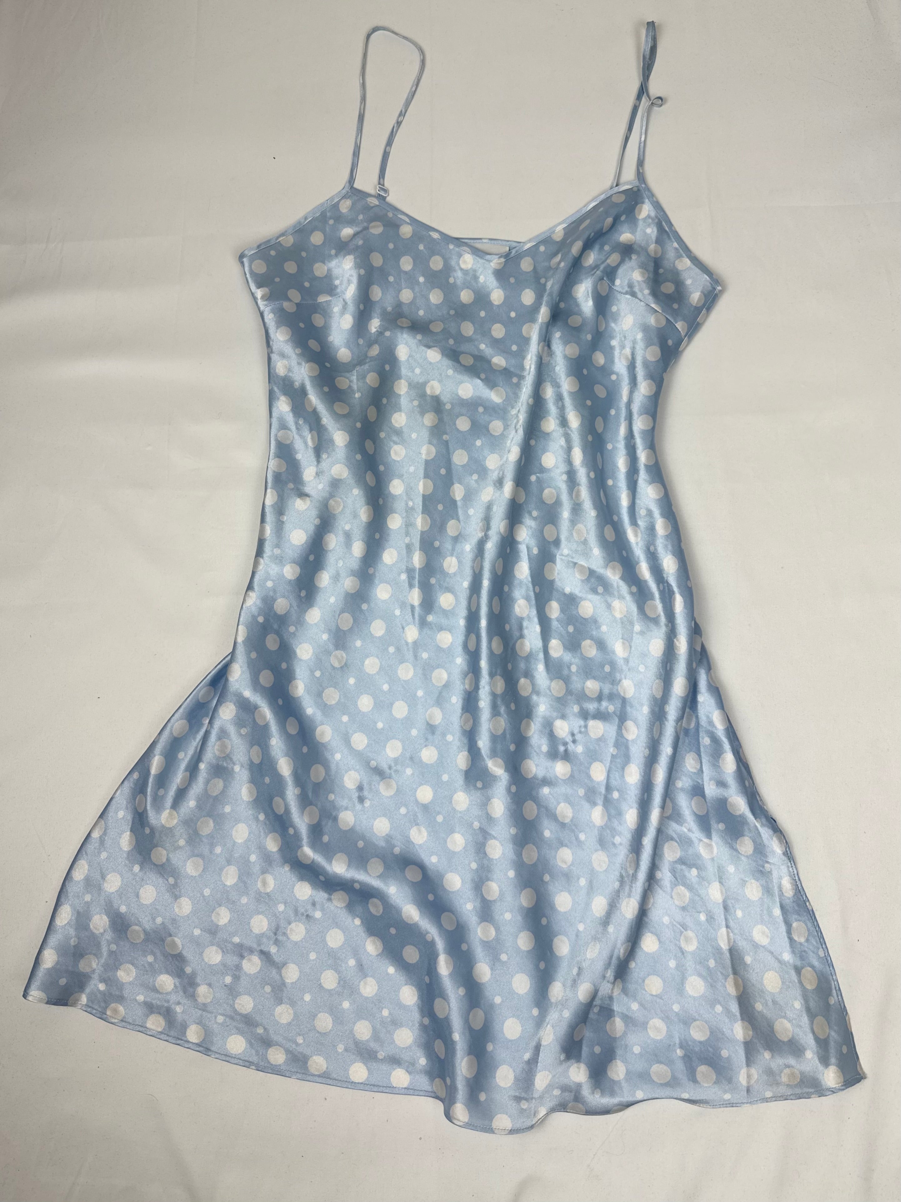 Baby blue silky polka babydoll dress (XXL)