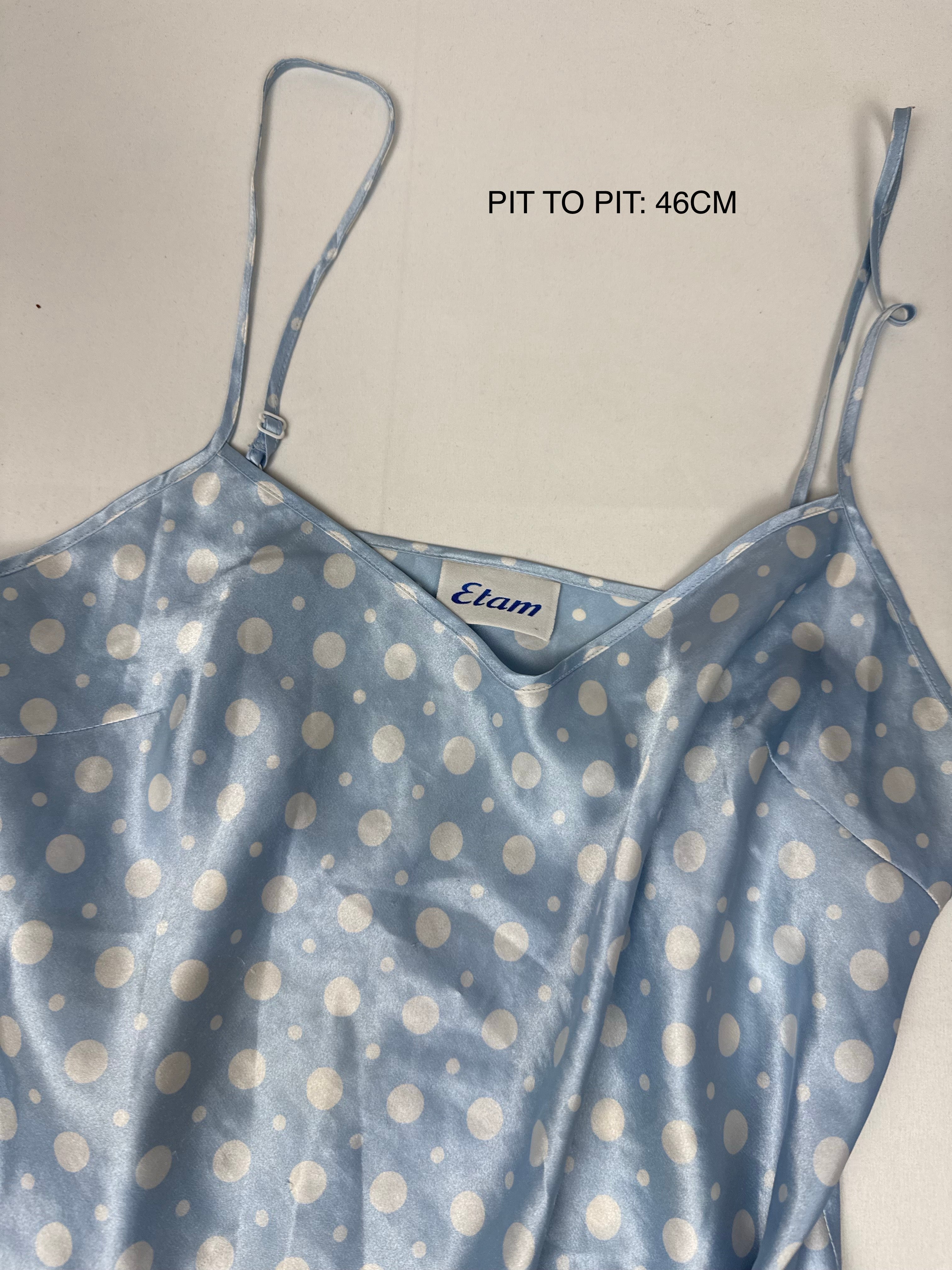 Baby blue silky polka babydoll dress (XXL)