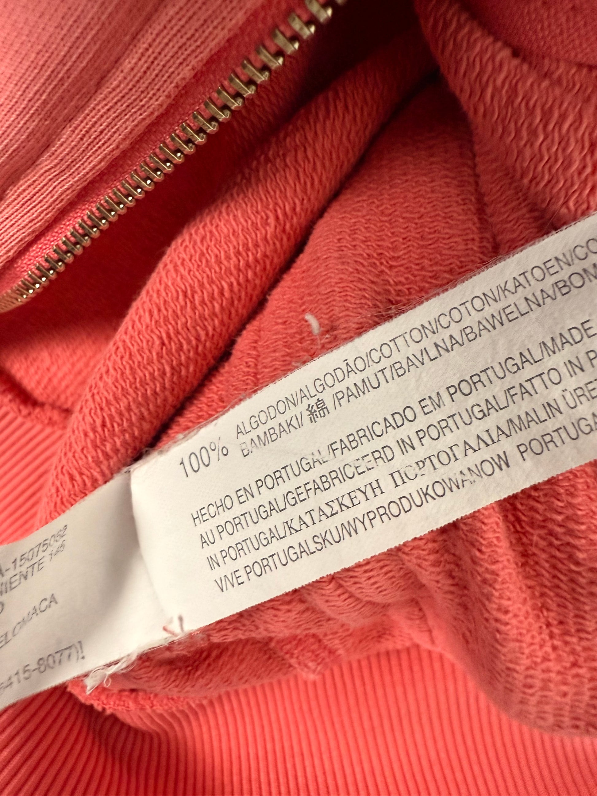 Orange 100% cotton zip up logo hoodie (S/M)