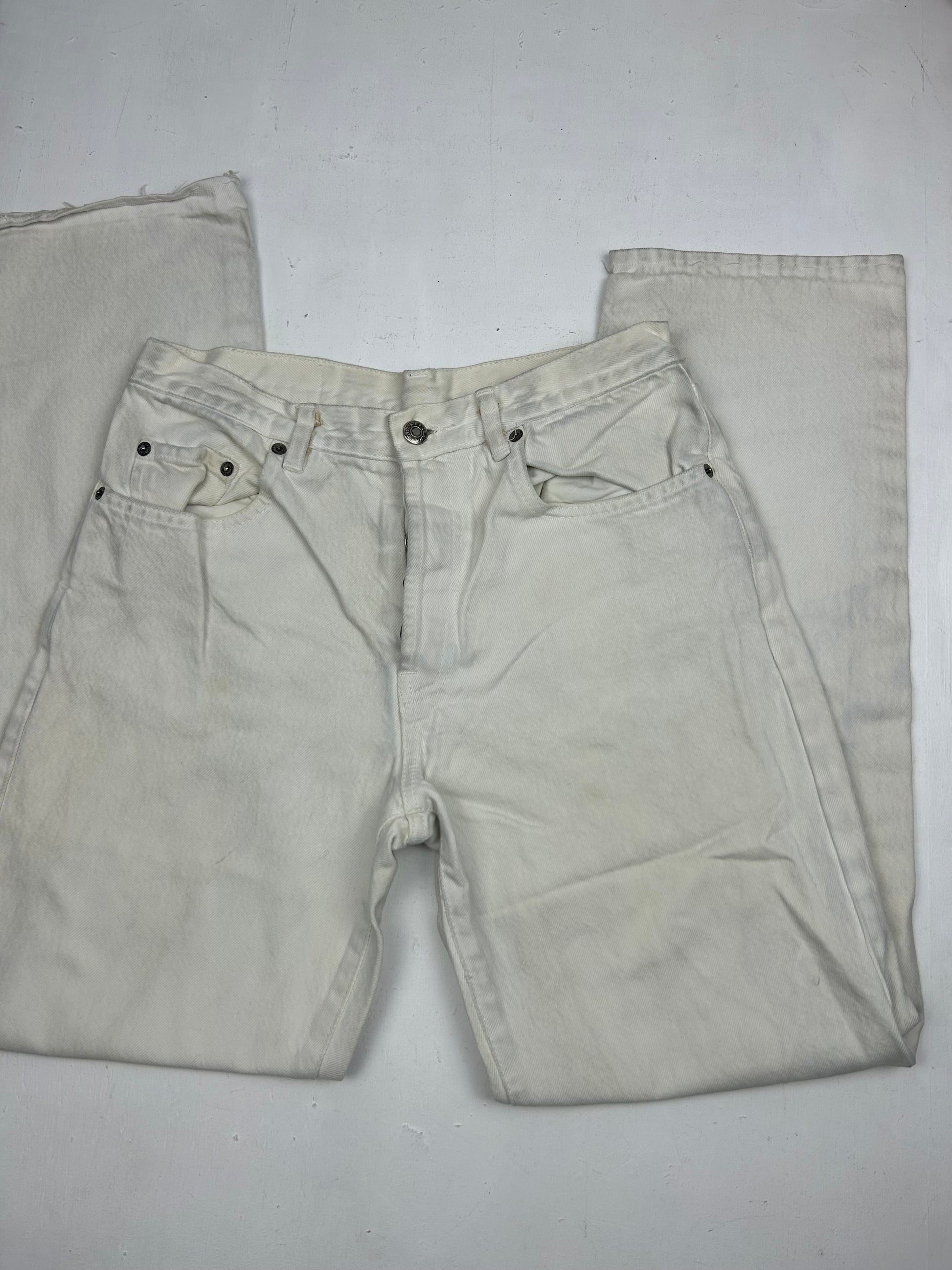 White cream high waist 90s denim pants (S)