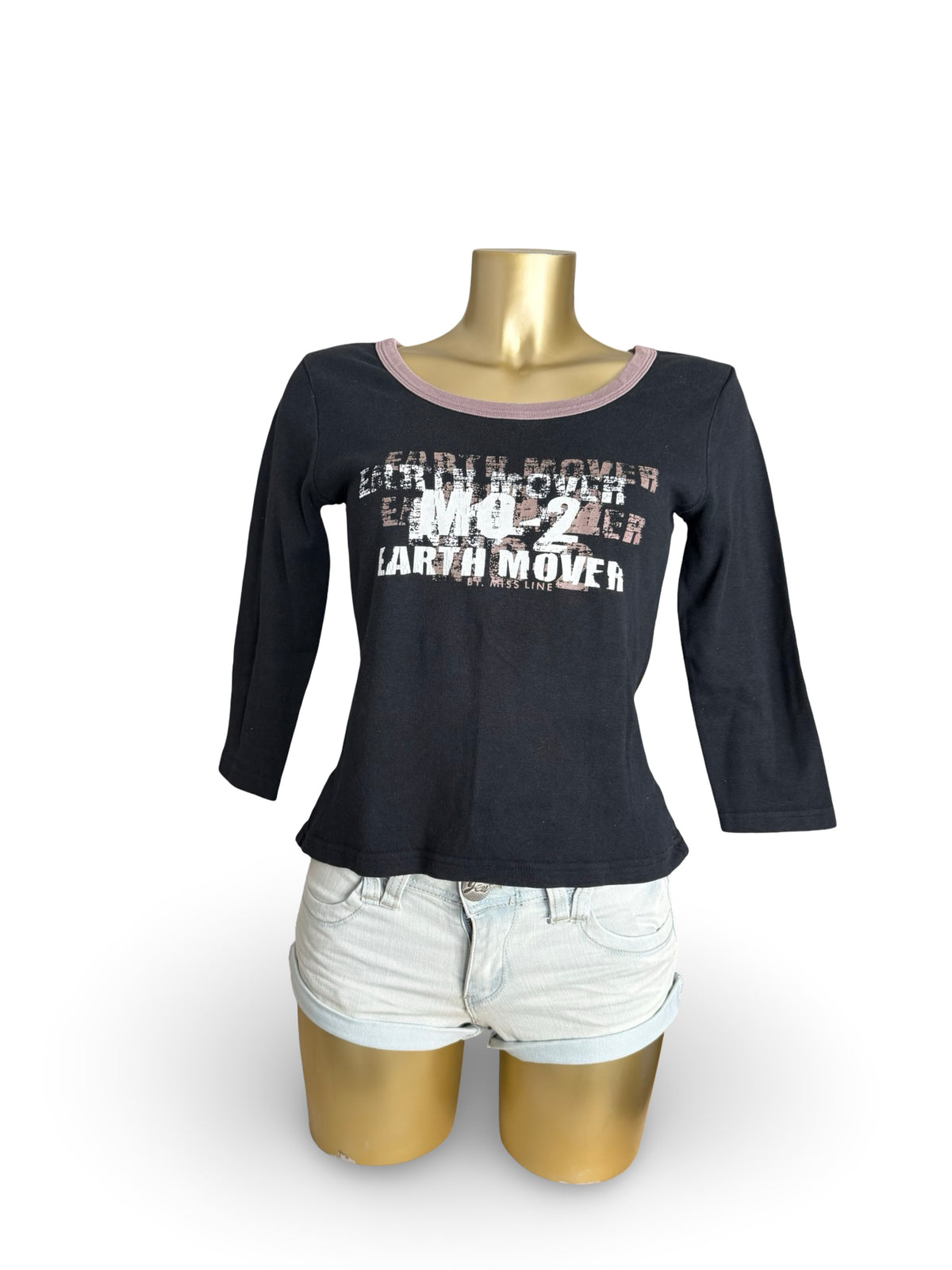 Black cotton graphic top (XL)
