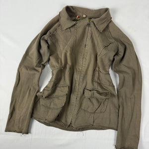 Khaki zip up 100% cotton sweatshirt jacket (L)