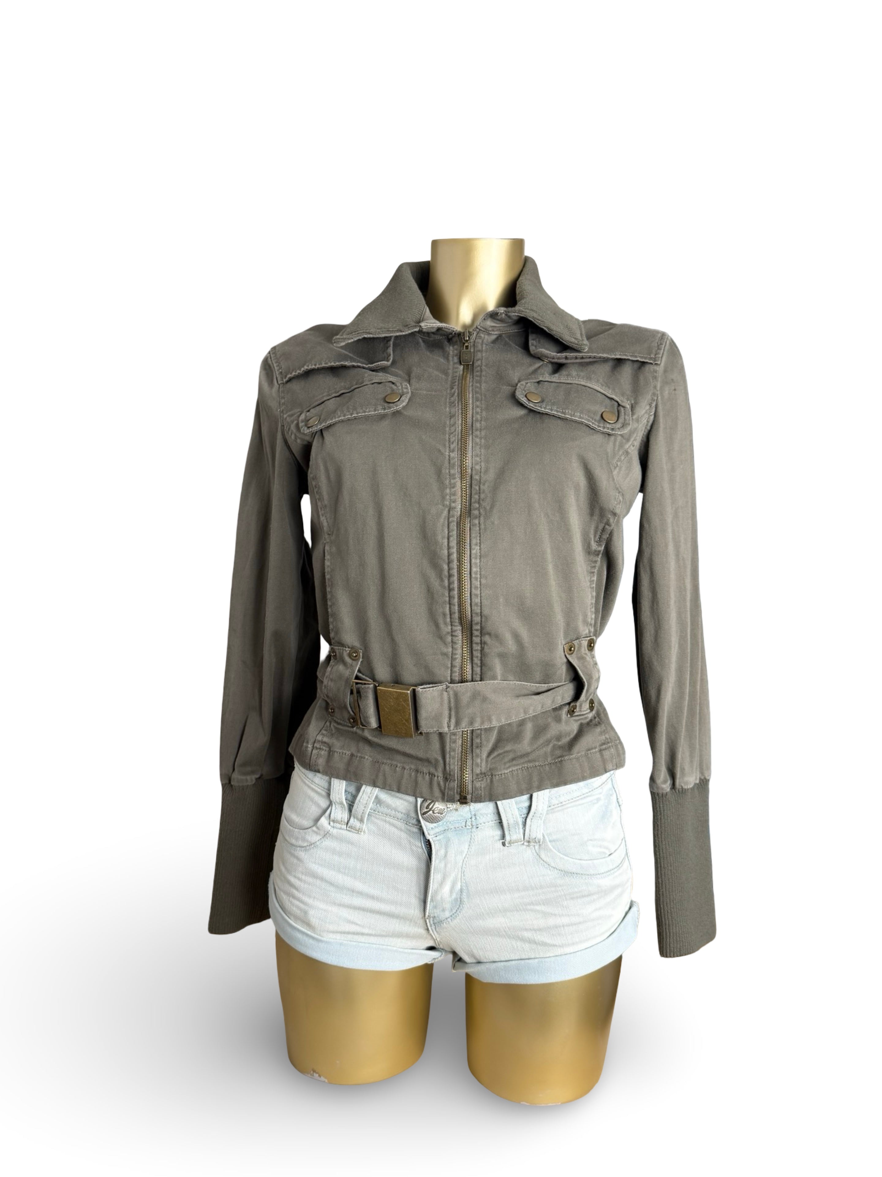 Khaki 100% cotton tight fit jacket (L)
