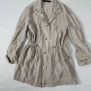 Beige zip up tie up trench jacket (XS)