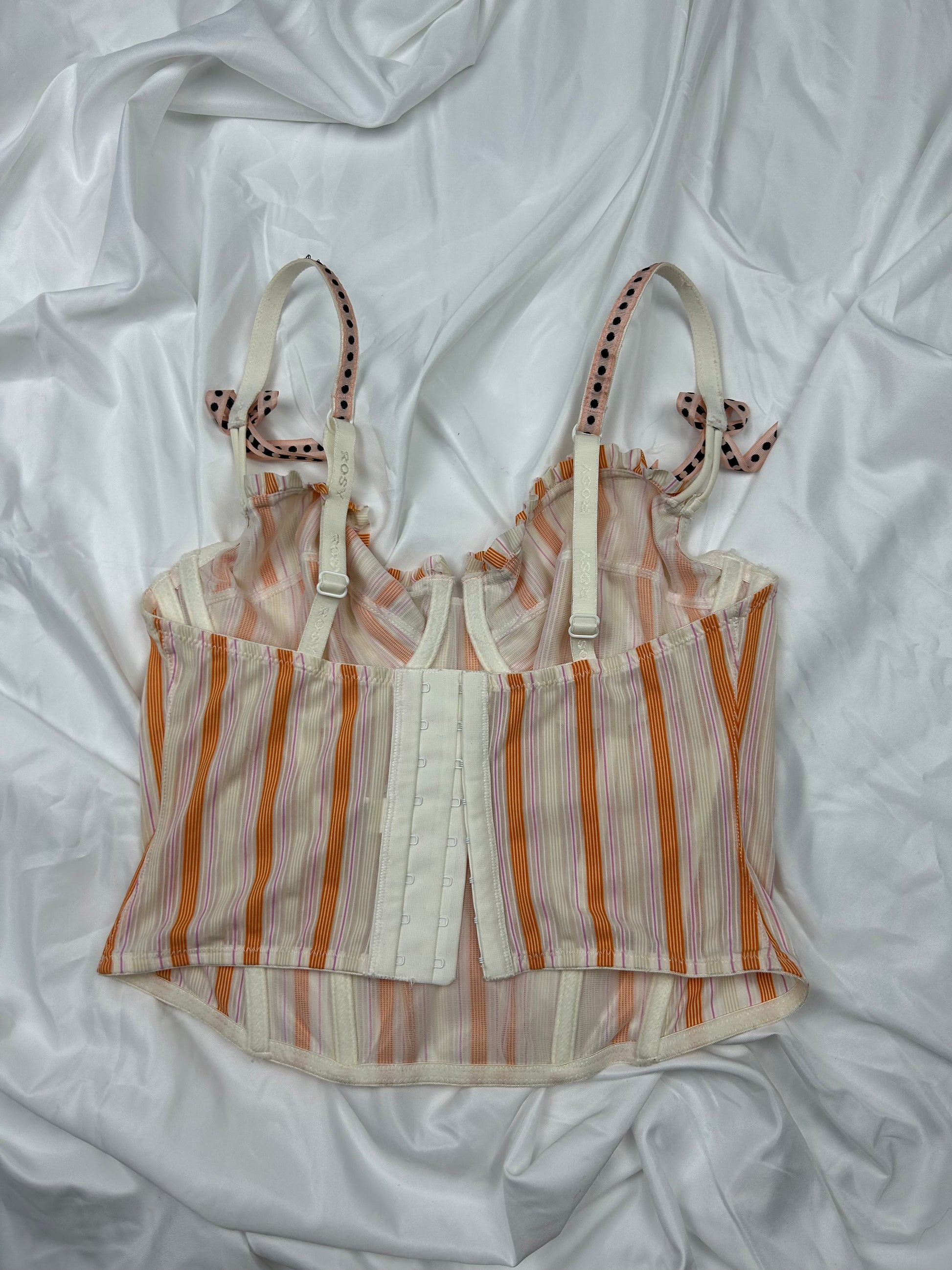 Beige & orange striped corset top (S)