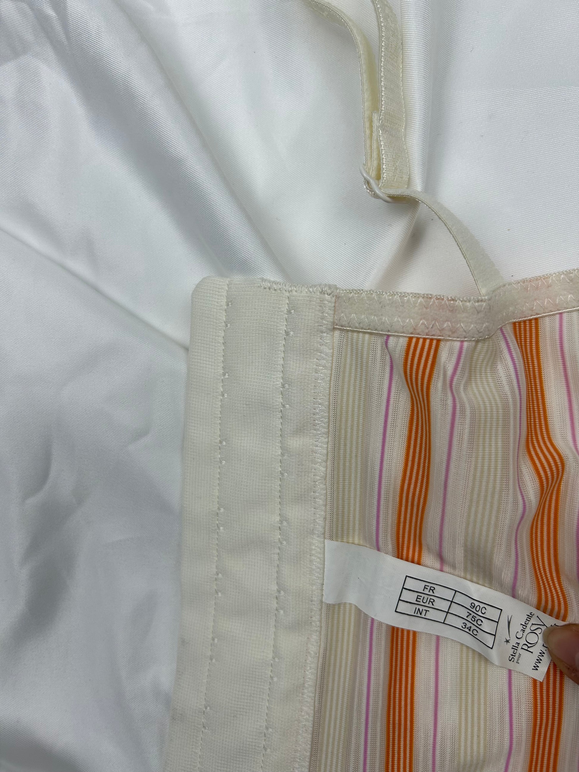 Beige & orange striped corset top (S)