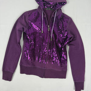 Purple sequins zip up hoodie (S/M)
