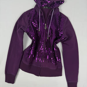 Purple sequins zip up hoodie (S/M)