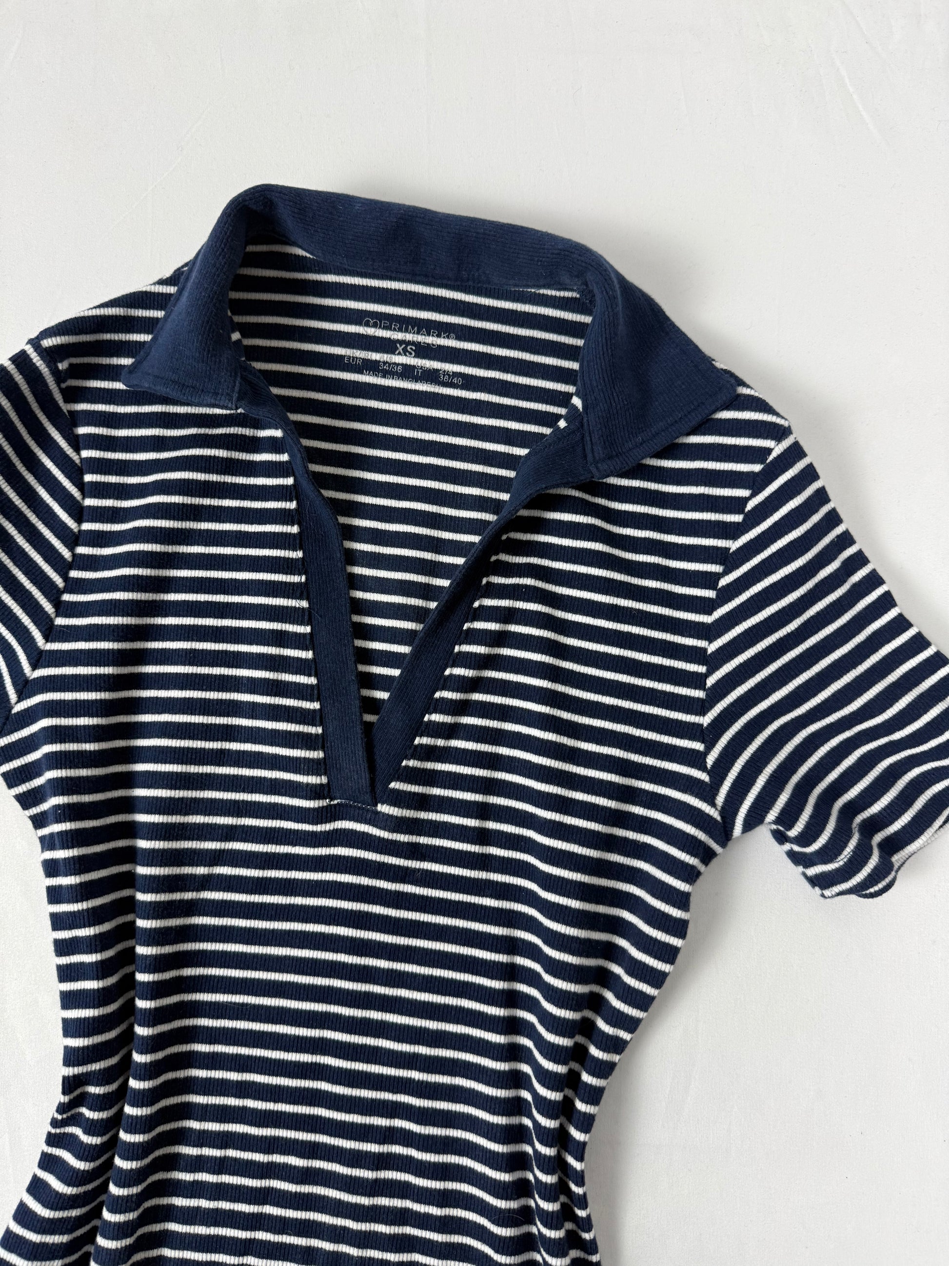Navy striped cotton polo dress (XS)