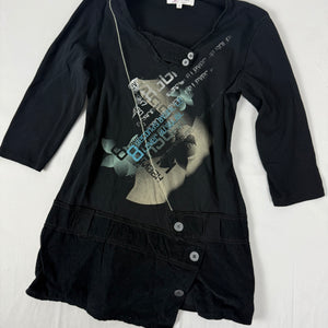 Black patchwork tight fit long sleeves top (S)