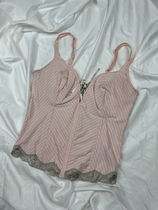 Baby pink striped corset top (S/M)