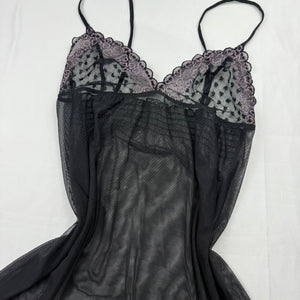 Black mesh see trough babydoll mini dress (S)