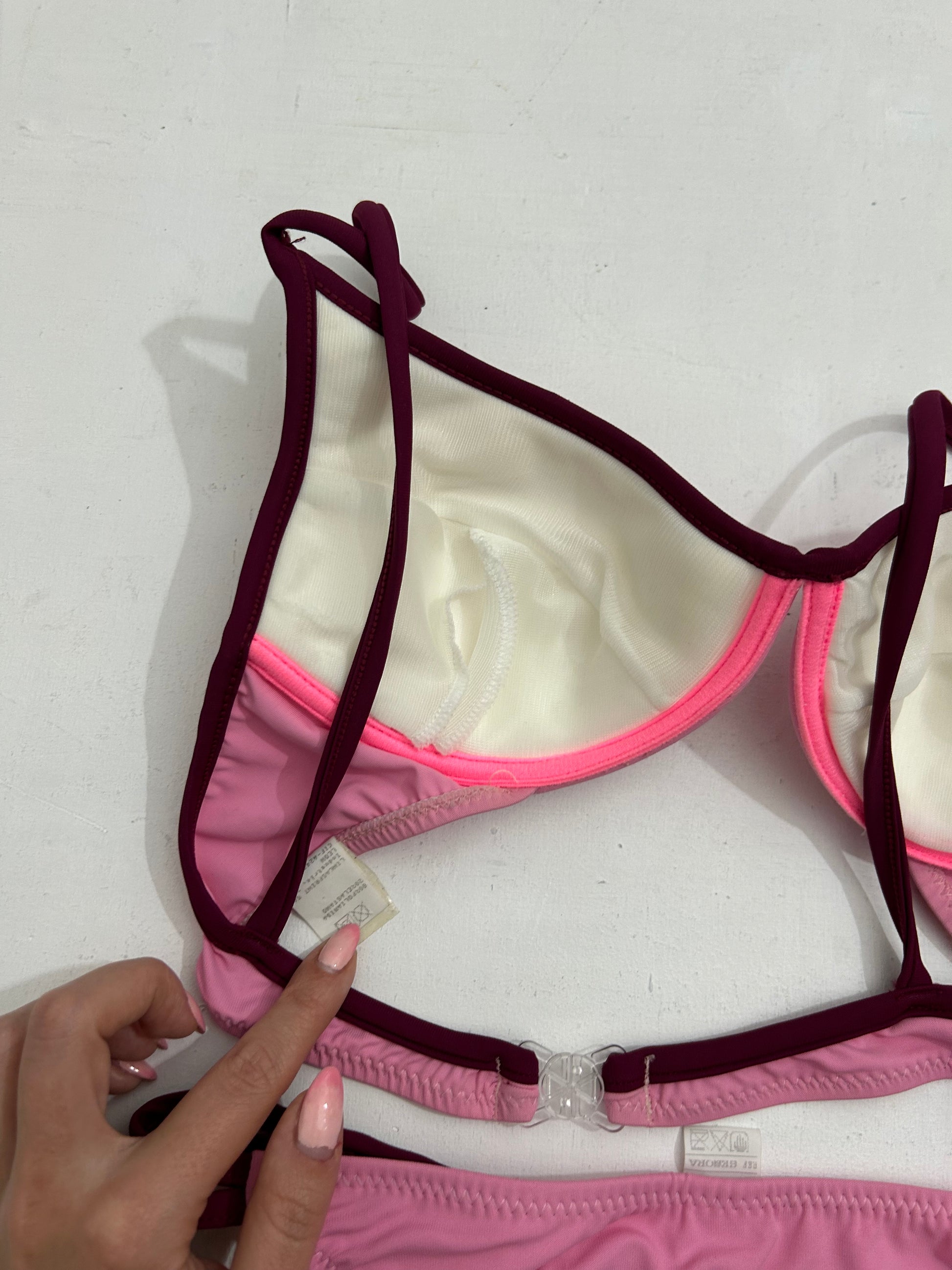 Pink padded y2k vintage bikini set  (S/M)