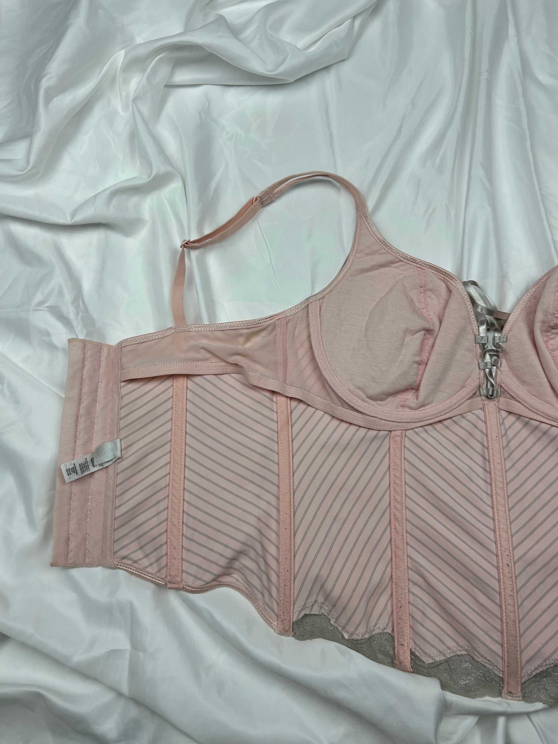 Baby pink striped corset top (S/M)