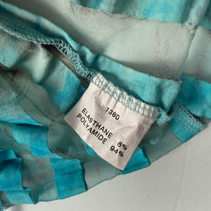 Blue striped floral tie up mesh top (XL)