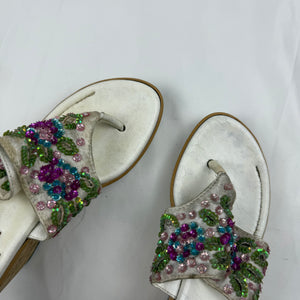 White pearls wood wedge thong mules (36)