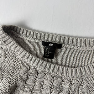 Beige cotton knitted tight fit jumper (M)