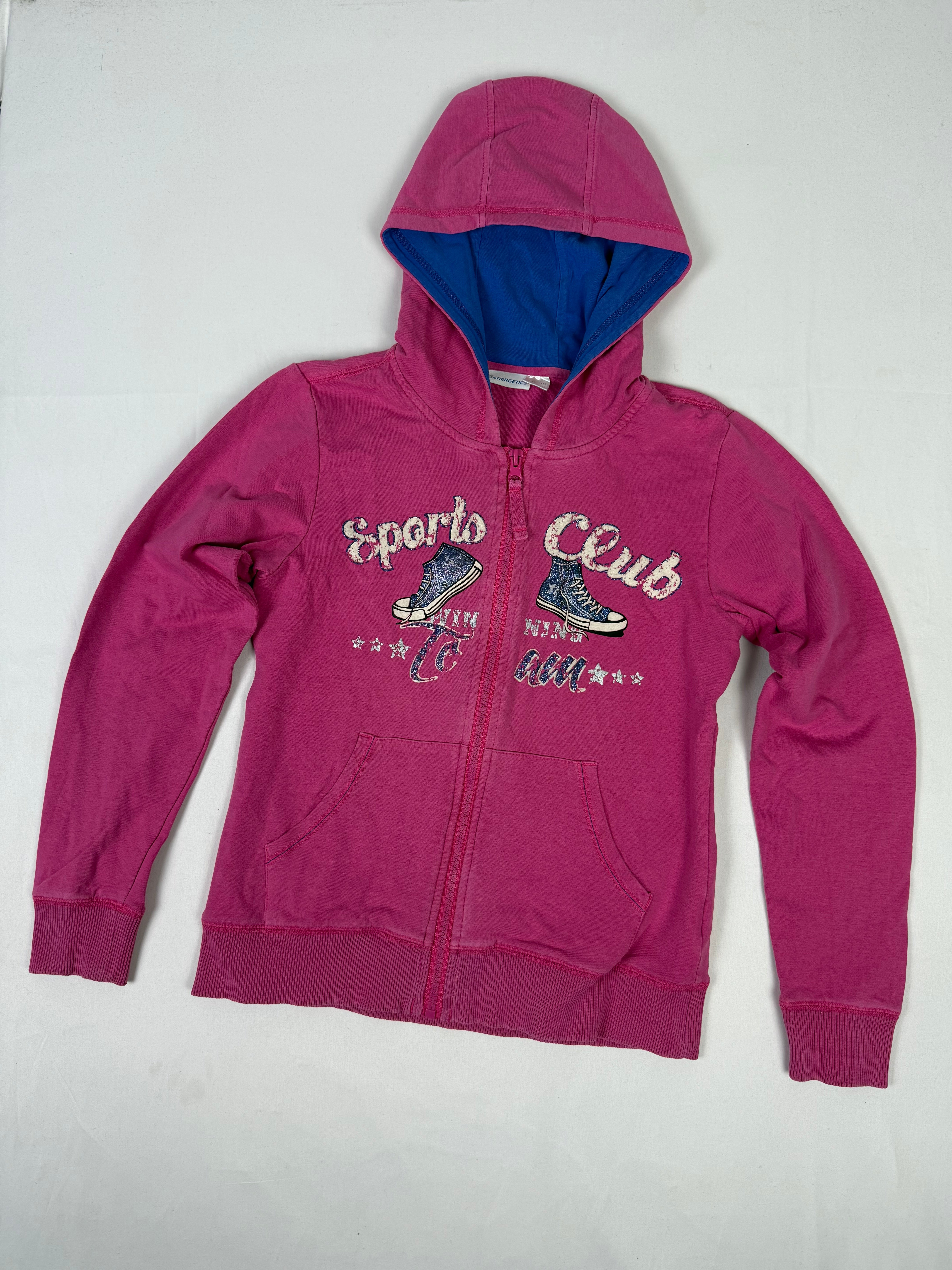 Pink zip up cotton hoodie (XS/S)