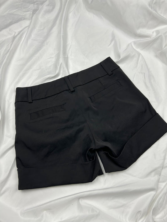 Black satin effect low rise office mini short (S)