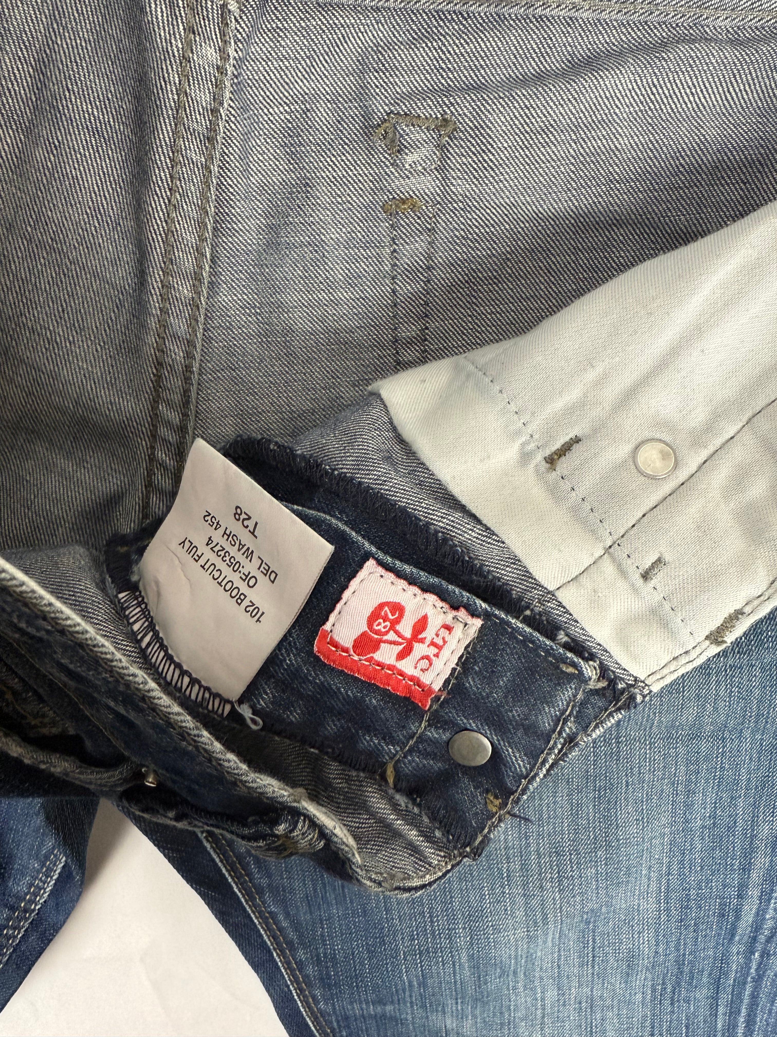 Navy blue denim cotton low rise bootcut pants (S/M)