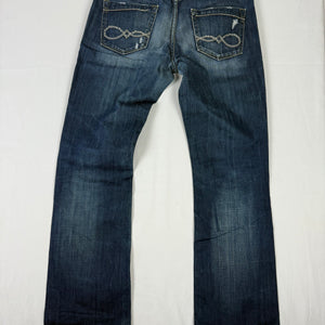 Navy blue denim cotton low rise bootcut pants (S/M)