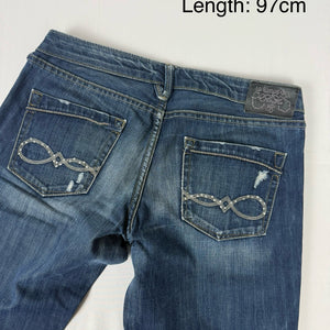 Navy blue denim cotton low rise bootcut pants (S/M)