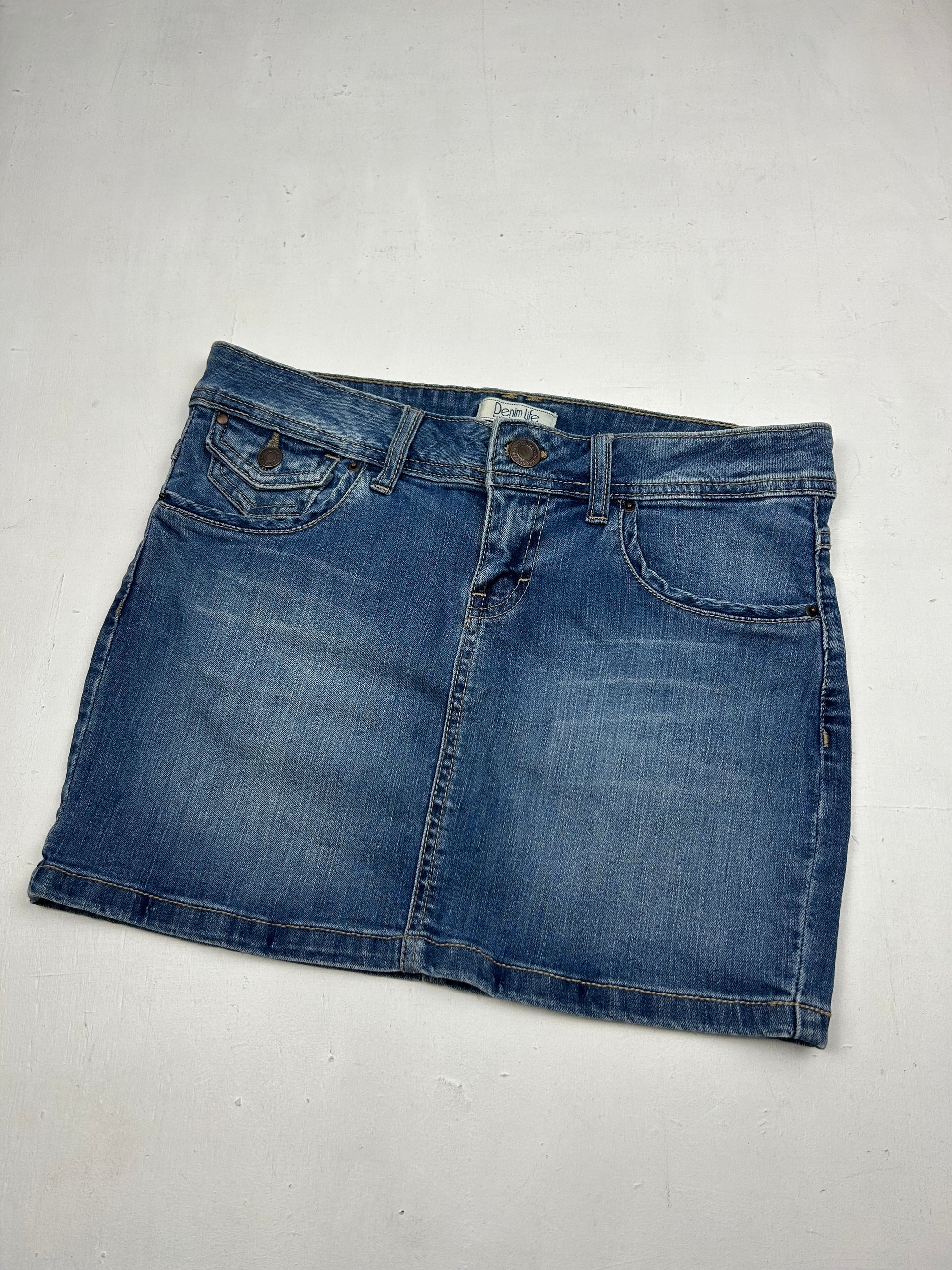 Blue denim mini / micro skirt (M)