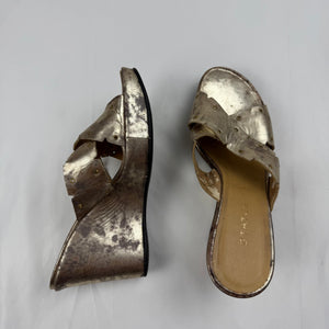 Gold real leather wedge mules (36)