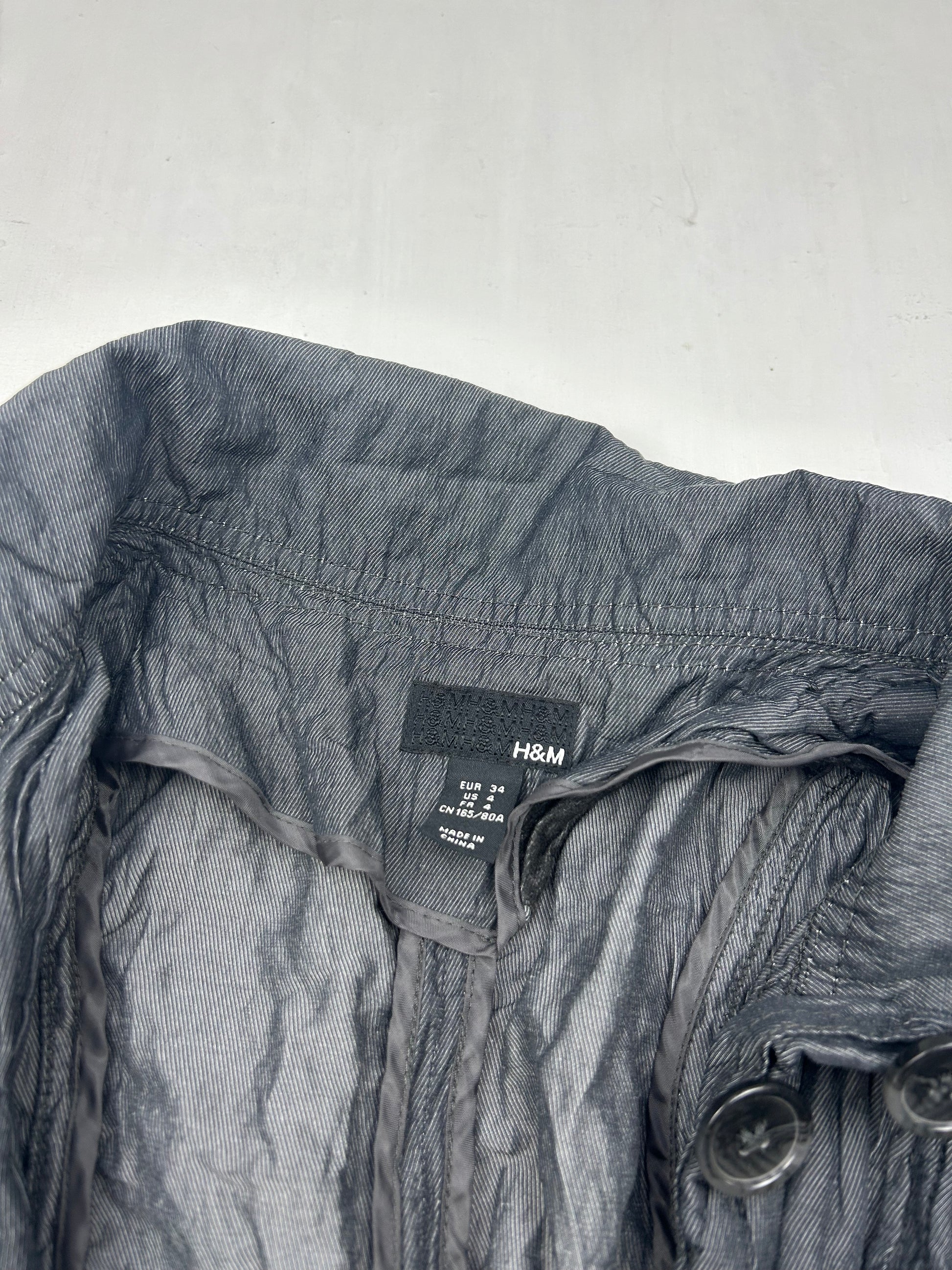 Navy denim pleated spring jacket (XS)