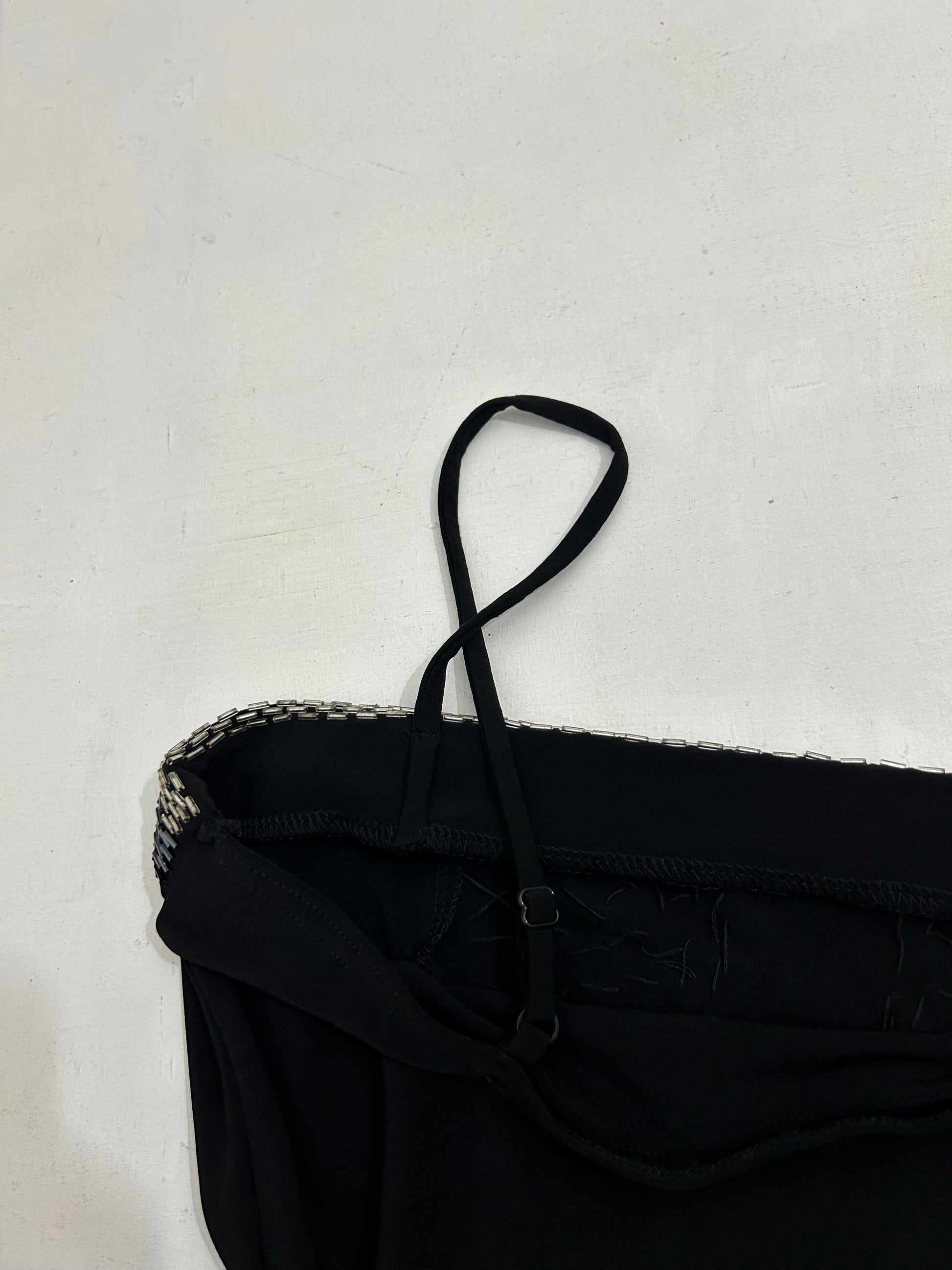 Black sequins & pearls cami top (S/M)