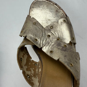 Gold real leather wedge mules (36)