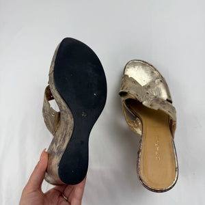 Gold real leather wedge mules (36)