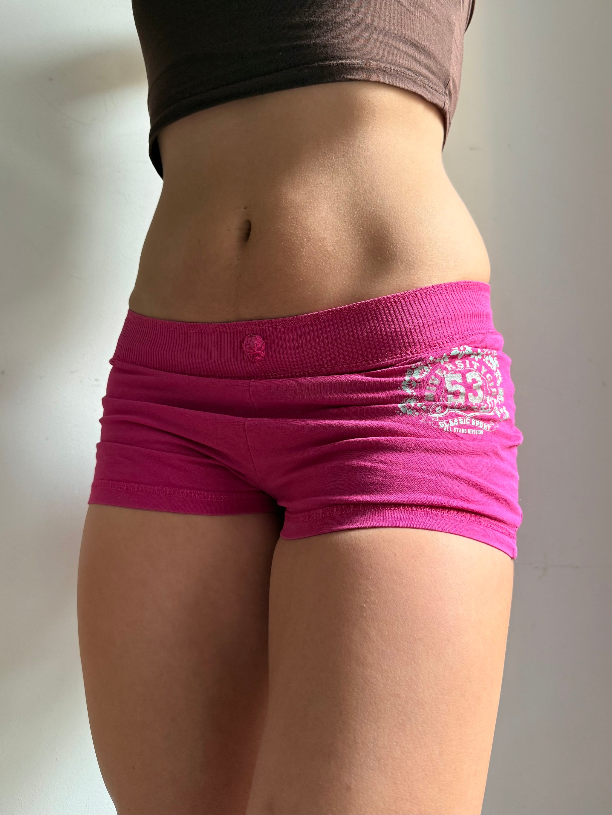 Pink activewear cotton mini short (XS)